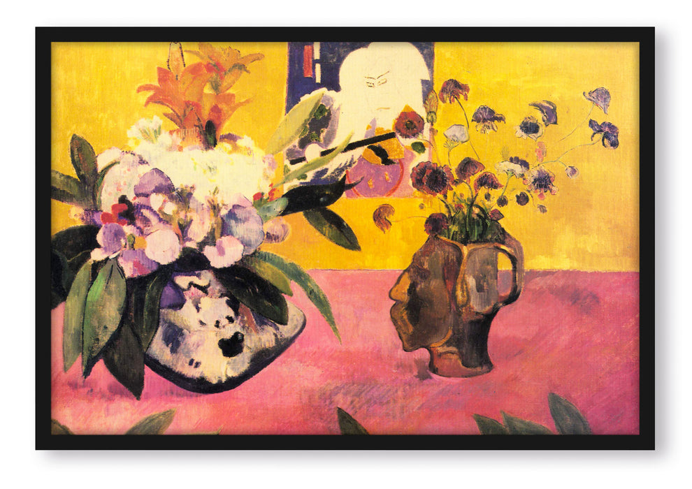 Pixxprint Paul Gauguin - Stillleben mit japanischer Grafik , Poster mit Bilderrahmen