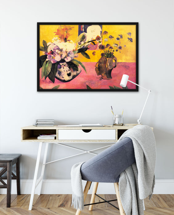 Paul Gauguin - Stillleben mit japanischer Grafik , Poster mit Bilderrahmen