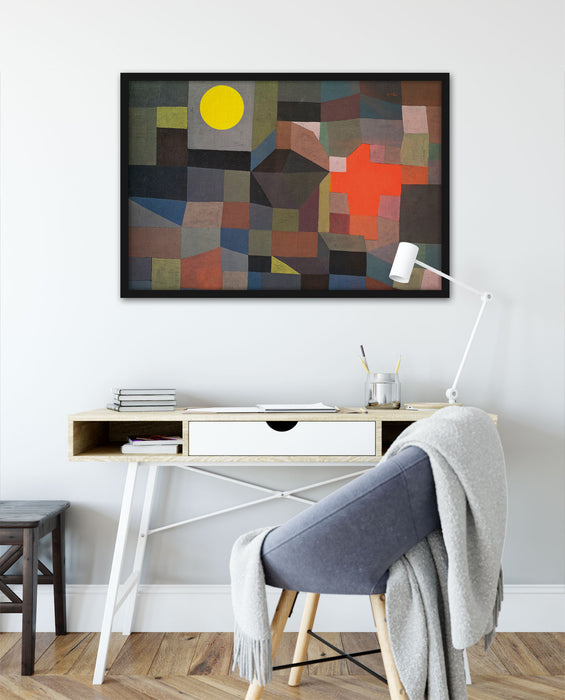 Paul Klee - Feuer bei Vollmond , Poster mit Bilderrahmen