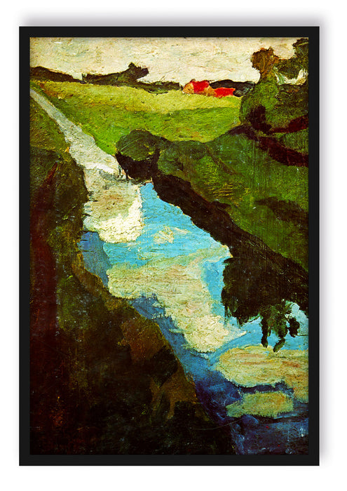 Paula Modersohn - Becker Moorgraben Moorkanal, Poster mit Bilderrahmen