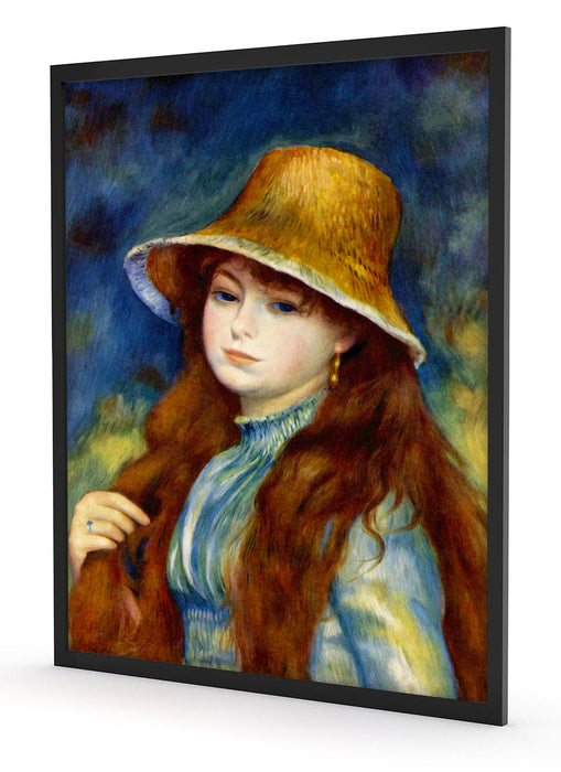 Pierre-Auguste Renoir - Mädchen mit Strohhut , Poster mit Bilderrahmen