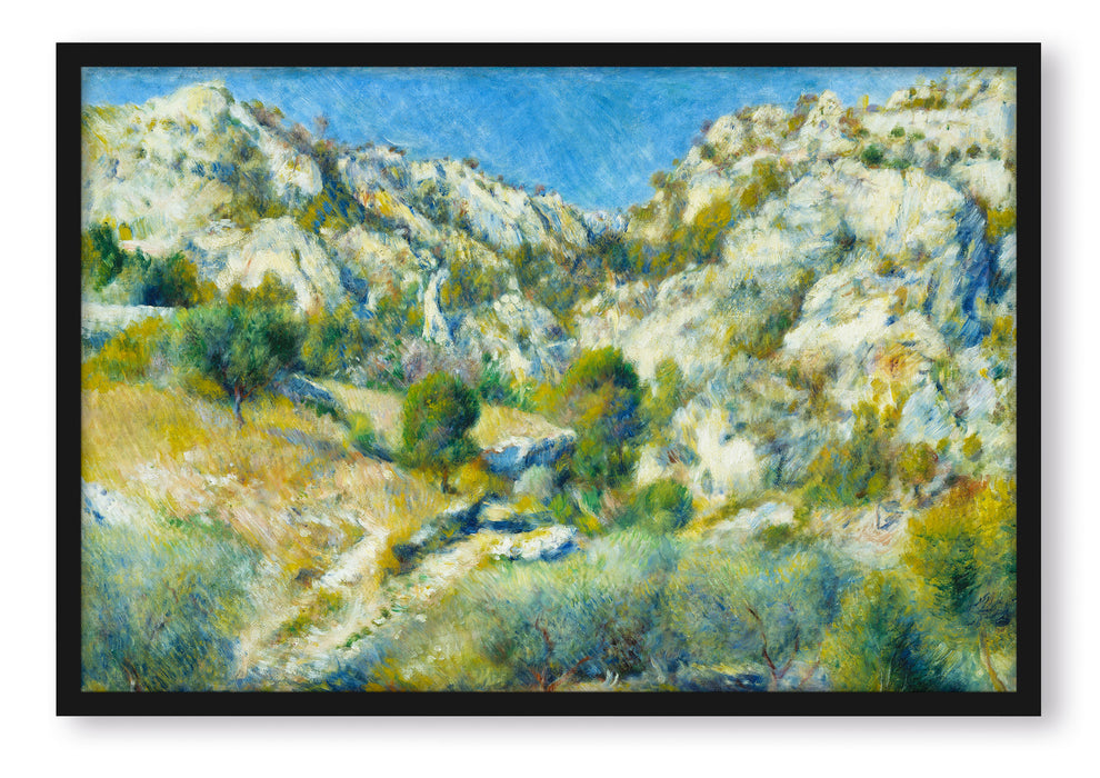 Pixxprint Pierre-Auguste Renoir - Felsige Klippen bei Estaque , Poster mit Bilderrahmen
