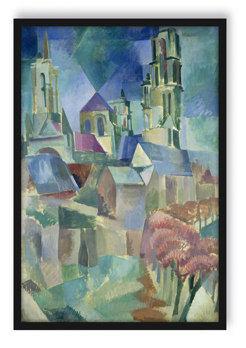 Pixxprint Robert Delaunay - Bild-Studie Die Türme von Laon , Poster mit Bilderrahmen