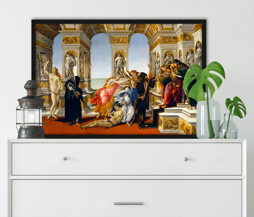 Sandro Botticelli - Die Verleumdung des Apelles , Poster mit Bilderrahmen
