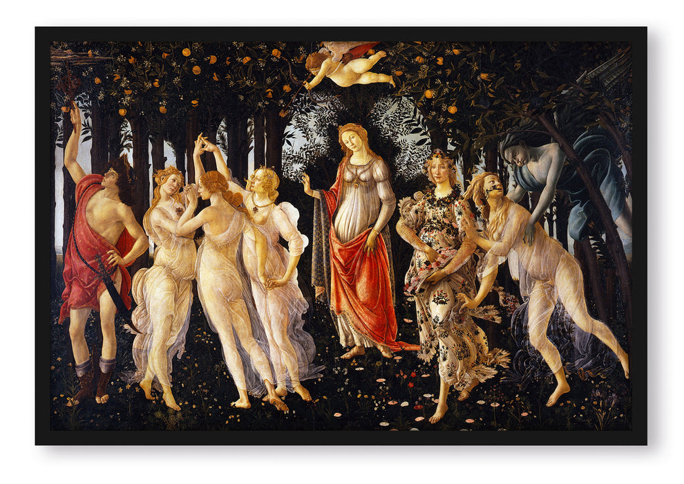 Pixxprint Sandro Botticelli - Frühling Primavera, Poster mit Bilderrahmen
