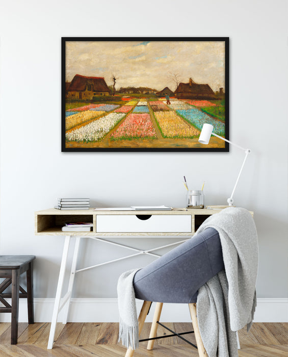 Vincent Van Gogh - Blumenbeete in Holland , Poster mit Bilderrahmen