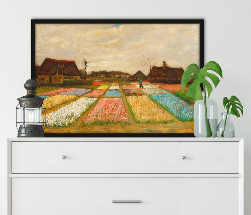 Vincent Van Gogh - Blumenbeete in Holland , Poster mit Bilderrahmen