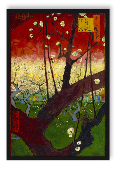 Vincent Van Gogh - Blühender Pflaumenbaumnach Hiroshi, Poster mit Bilderrahmen