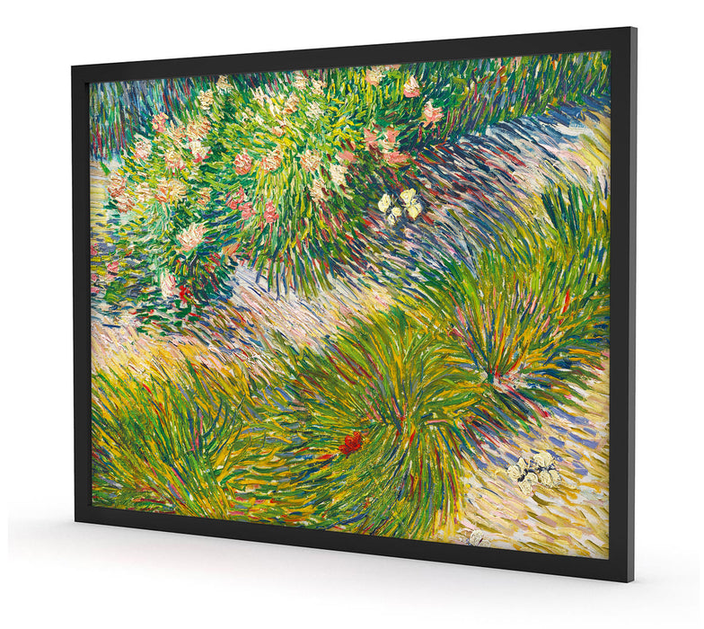 Vincent Van Gogh - Gras und Schmetterlinge , Poster mit Bilderrahmen