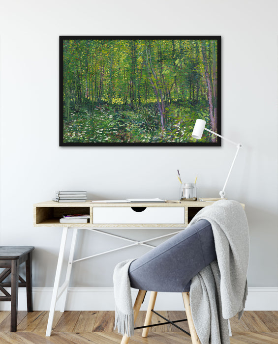 Vincent Van Gogh - Bäume und Unterholz , Poster mit Bilderrahmen