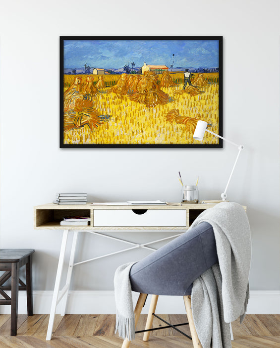 Vincent Van Gogh - Getreide-Ernte in der Provence , Poster mit Bilderrahmen