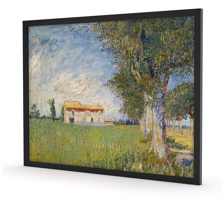 Vincent Van Gogh - Bauernhaus im Weizenfeld , Poster mit Bilderrahmen