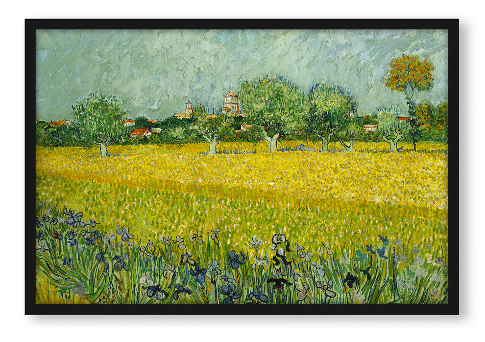 Pixxprint Vincent Van Gogh - Feld mit Blumen in der Nähe von Arle, Poster mit Bilderrahmen