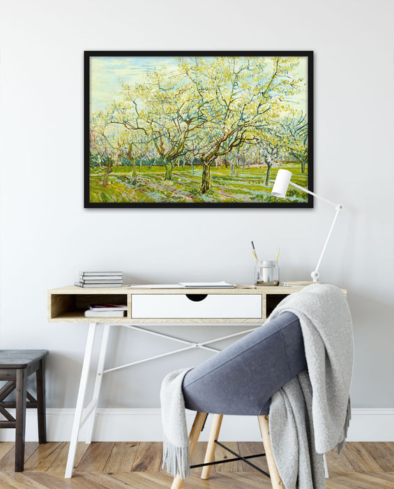 Vincent Van Gogh - Der weiße Obstgarten , Poster mit Bilderrahmen