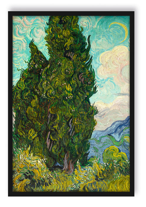 Vincent Van Gogh - Zypressen , Poster mit Bilderrahmen