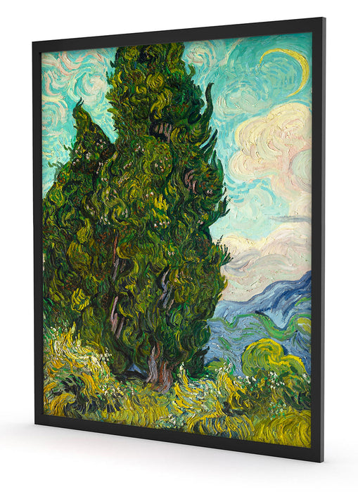 Vincent Van Gogh - Zypressen , Poster mit Bilderrahmen