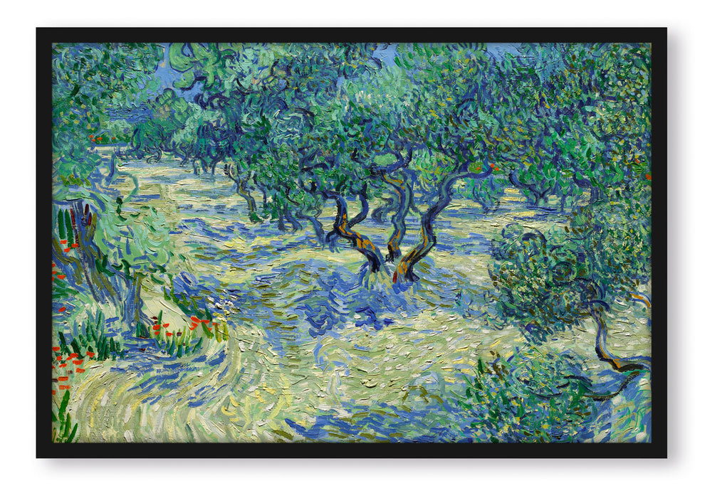 Pixxprint Vincent Van Gogh - Oliven-Feld , Poster mit Bilderrahmen