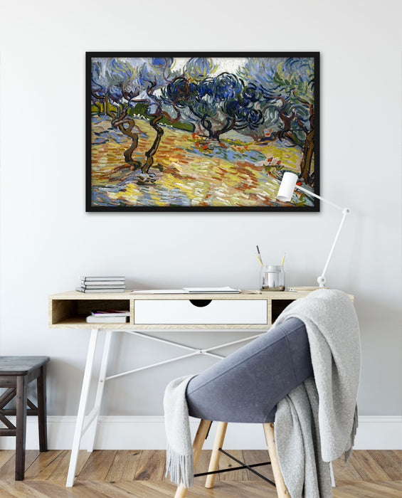 Vincent Van Gogh - Oliven-Bäume , Poster mit Bilderrahmen