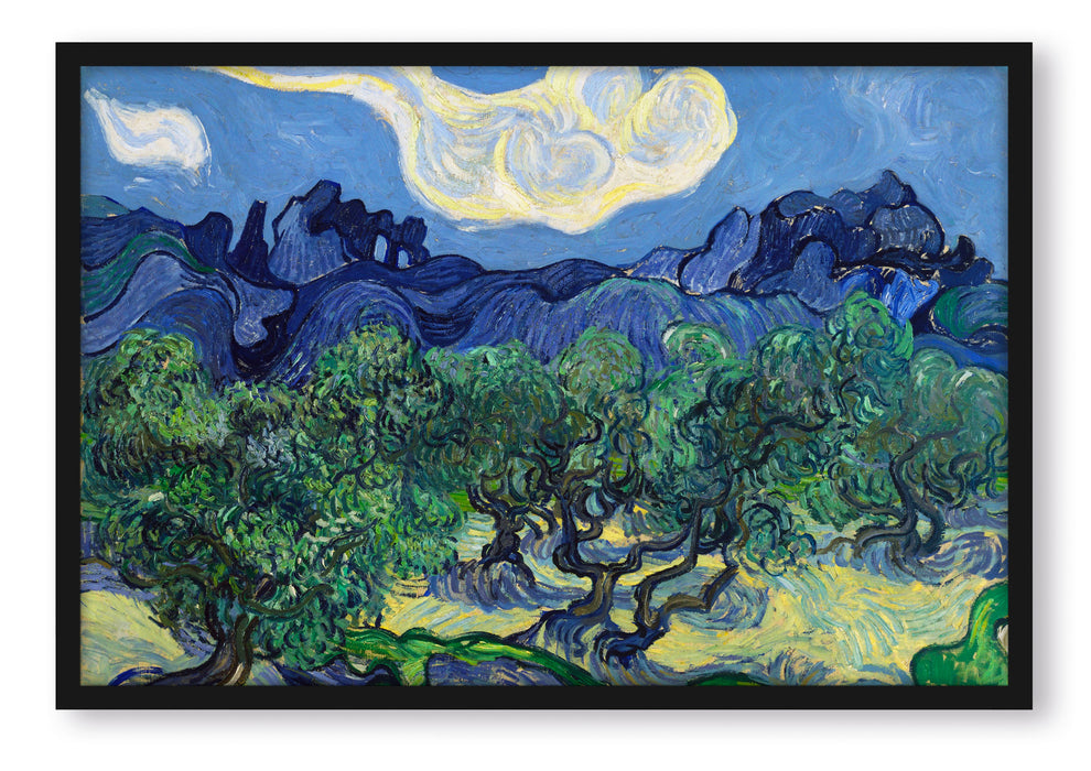 Pixxprint Vincent Van Gogh - Die Oliven-Bäume , Poster mit Bilderrahmen