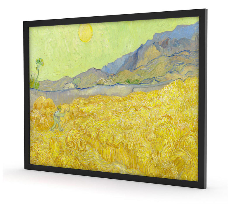 Vincent Van Gogh - Weizenfeld mit Mäher , Poster mit Bilderrahmen