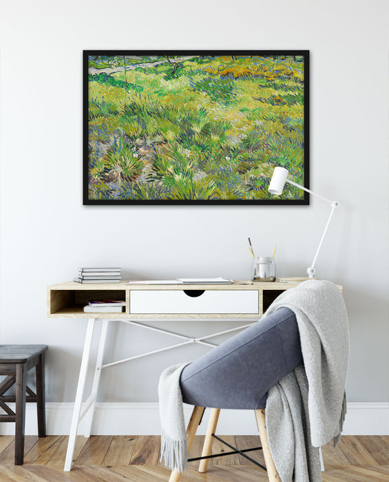 Vincent Van Gogh - Hohes Gras mit Schmetterlingen , Poster mit Bilderrahmen