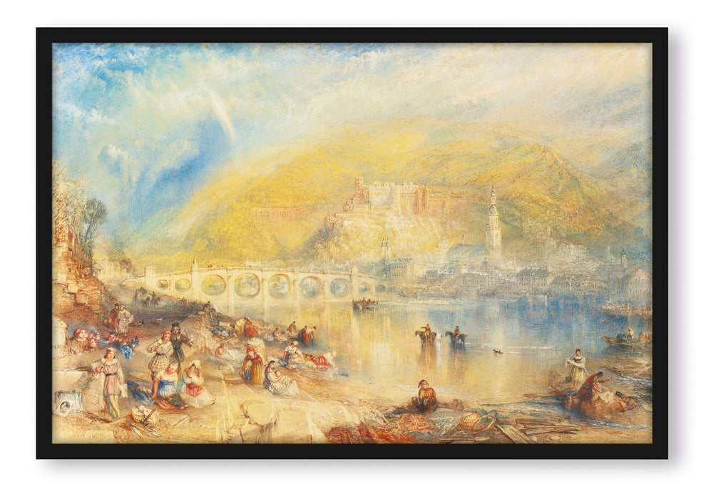 Pixxprint William Turner - HEIDELBERG WITH A RAINBOW, Poster mit Bilderrahmen