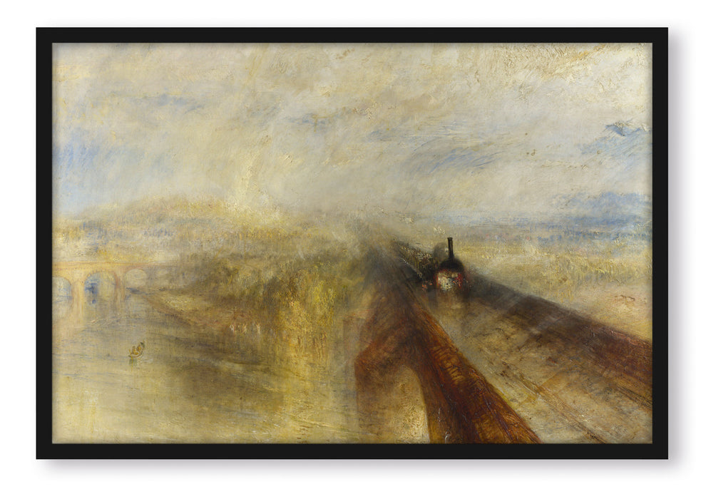 William Turner - Rain Steam and Speed The Great Western, Poster mit Bilderrahmen