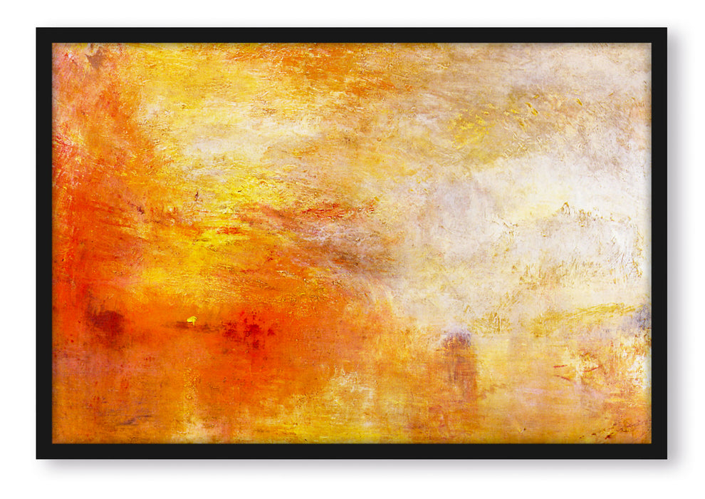 Pixxprint William Turner - Sun Setting over a Lake , Poster mit Bilderrahmen