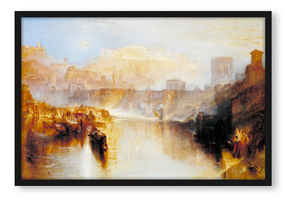 Pixxprint William Turner - Agrippina Landing with the Ashes of Ge, Poster mit Bilderrahmen
