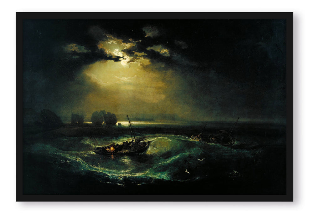 Pixxprint William Turner - Fischer auf See, Poster mit Bilderrahmen