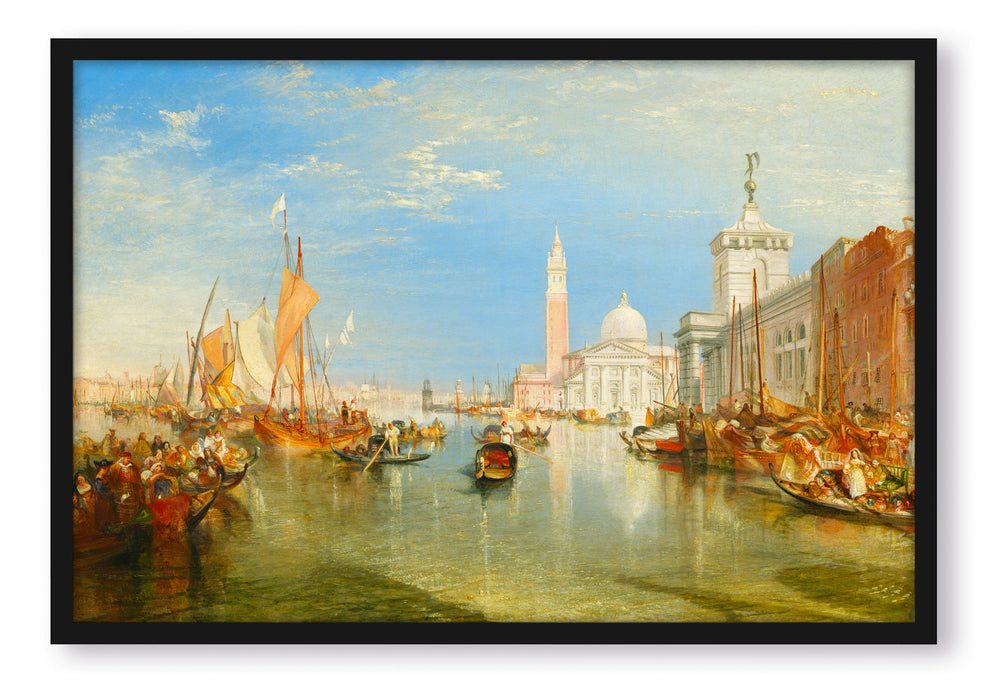 Pixxprint William Turner - Venice: The Dogana and San Giorgio Mag, Poster mit Bilderrahmen