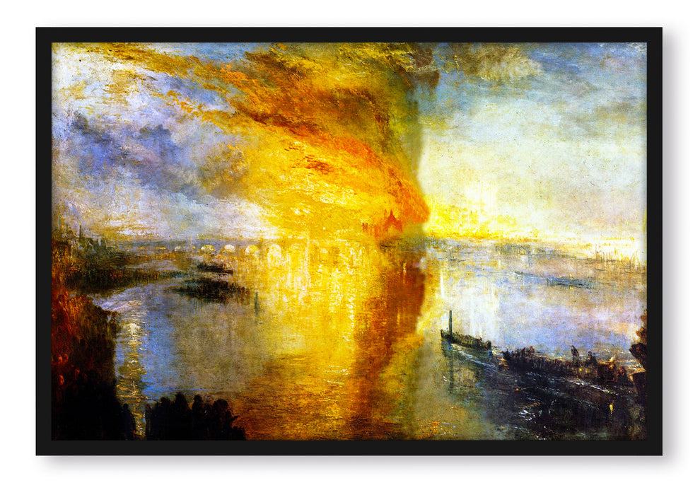 Pixxprint William Turner - The fire at the Parliament building, Poster mit Bilderrahmen