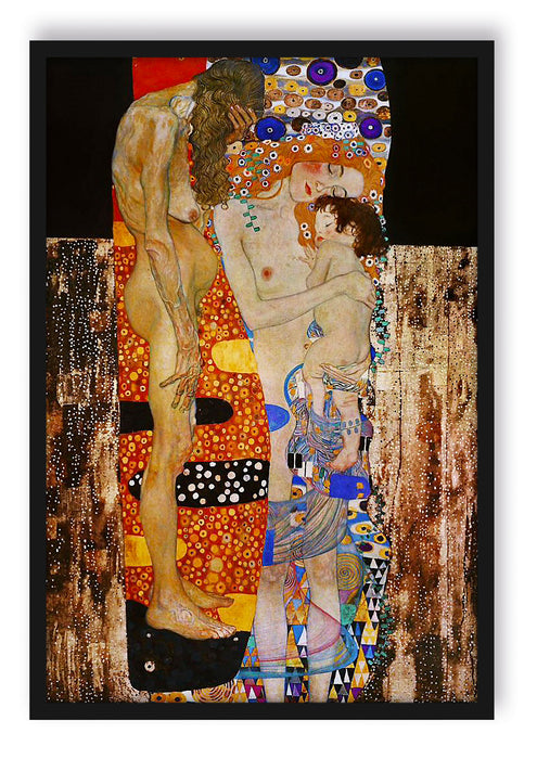 Pixxprint Gustav Klimt - Die drei Lebensalter einer Frau , Poster mit Bilderrahmen