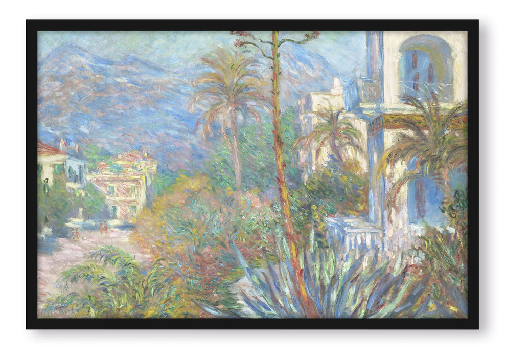 Pixxprint Claude Monet - Villen in Bordighera Impressionismu, Poster mit Bilderrahmen
