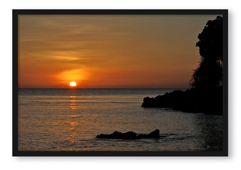 Sonnenuntergang über dem Horizont, Poster mit Bilderrahmen