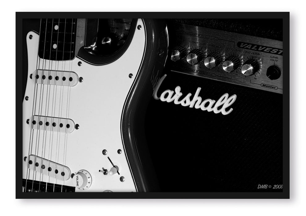 Pixxprint E-Gitarre Verstärker, Poster mit Bilderrahmen