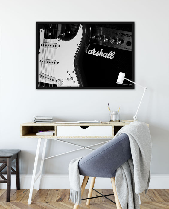 E-Gitarre Verstärker, Poster mit Bilderrahmen