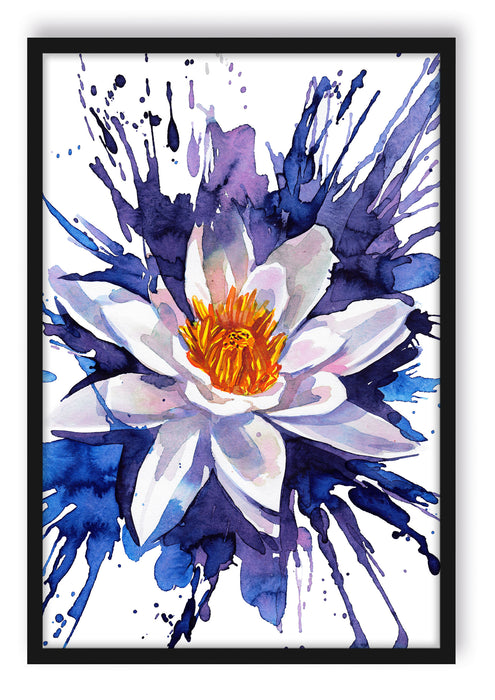 Pixxprint Gemälde einer Seerose Kunst, Poster mit Bilderrahmen