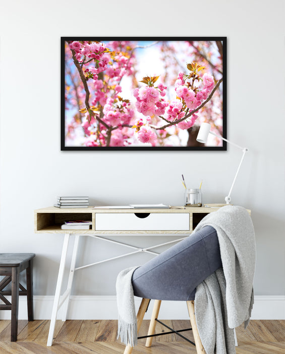 Schöne Kirschblüten, Poster mit Bilderrahmen