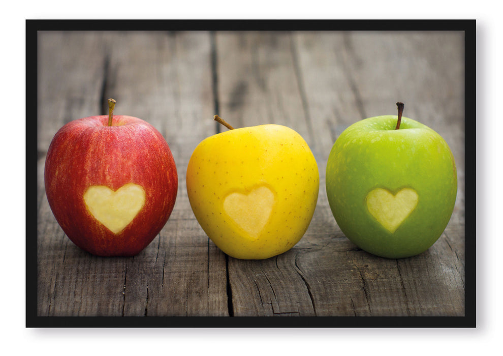 Pixxprint Ampel Herzäpfel, Poster mit Bilderrahmen