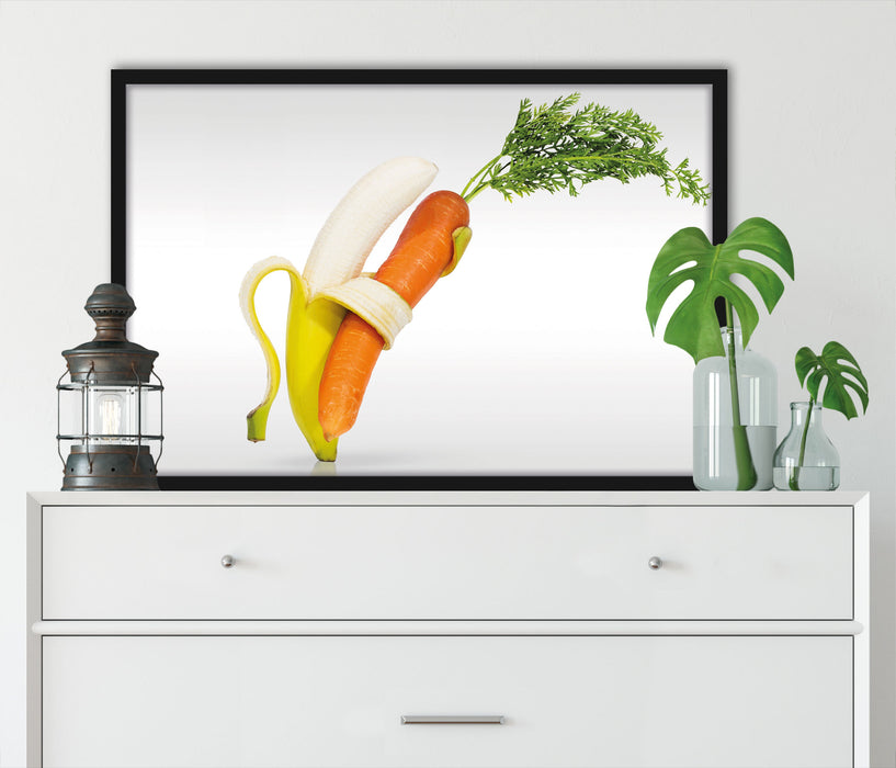 Tanz von Banane und Mohrrübe, Poster mit Bilderrahmen
