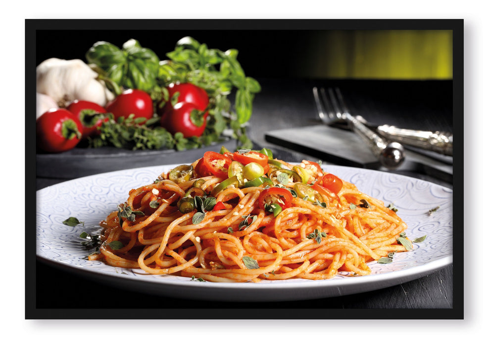 Leckere Spaghetti Italia, Poster mit Bilderrahmen