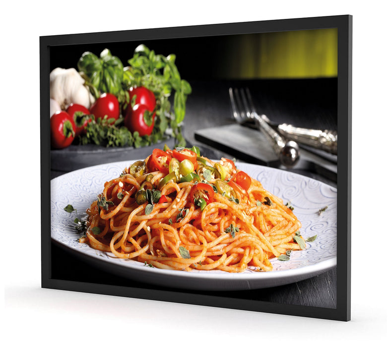 Leckere Spaghetti Italia, Poster mit Bilderrahmen