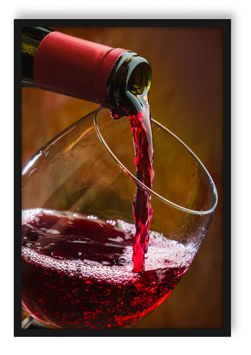 Pixxprint Edler Rotwein, Poster mit Bilderrahmen