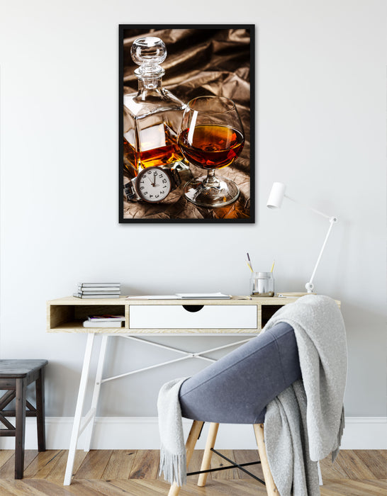 Man Things Whiskey, Poster mit Bilderrahmen