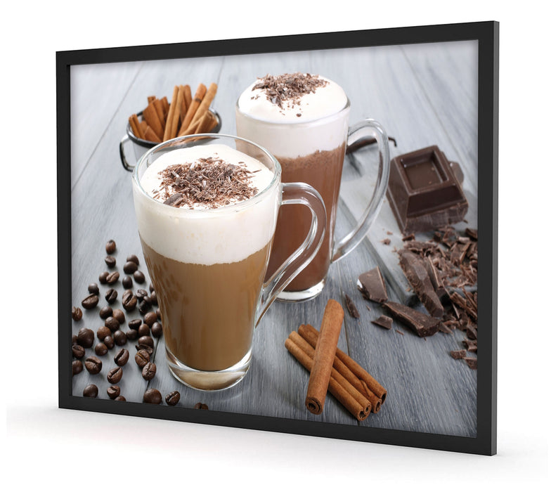 Schokolade und Kaffee, Poster mit Bilderrahmen