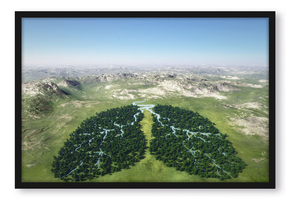 Pixxprint Grüne Lunge der Natur, Poster mit Bilderrahmen