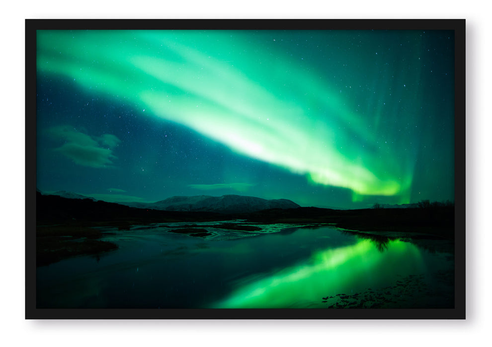 Pixxprint Polarlichter in Skandinavien, Poster mit Bilderrahmen