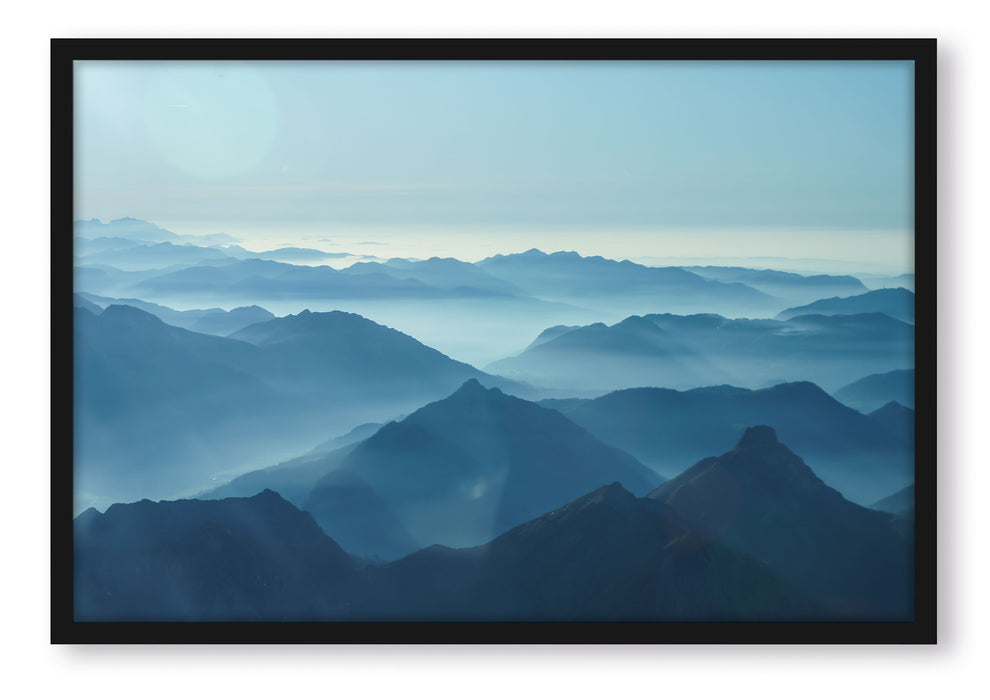 Pixxprint Wunderschöne Alpenberge, Poster mit Bilderrahmen