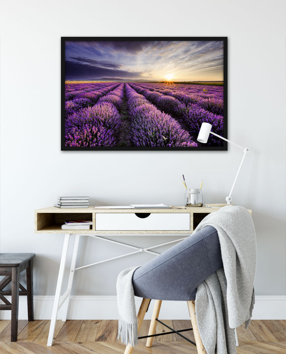 Traumhafte Lavendel Provence, Poster mit Bilderrahmen